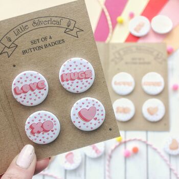 Cute Valentine Themed Badges, Pack Of Four, 6 of 10