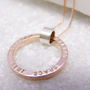 9ct Rose Gold Family Names Circle Necklace, thumbnail 7 of 8