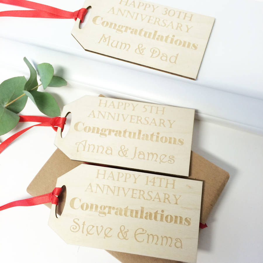 personalised wedding anniversary gift tag by hickory dickory designs