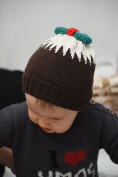 Christmas Pudding Merino Knitted Hat, 7 of 7