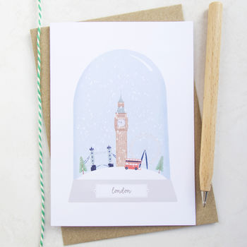 Pack Of Six City Snow Globe Christmas Cards, 4 of 8