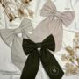 Personalised Embroidered Large Linen Hair Bow, thumbnail 2 of 5