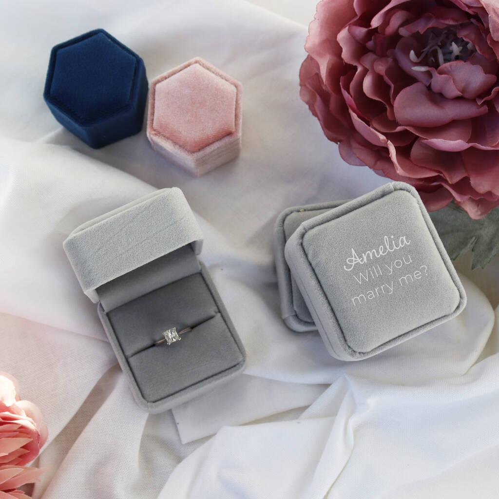 Proposal Grey Engagement Ring Box, 1 of 7