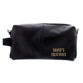 Personalised Message Luxury Faux Leather Black Wash Bag, 6 of 7