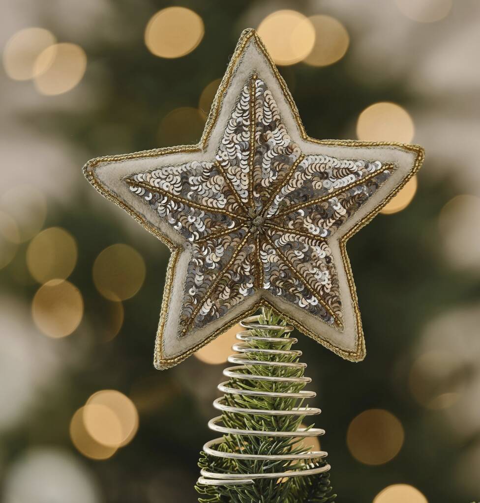 Velvet Embellished Star Christmas Tree Topper, 1 of 3