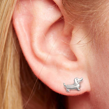 Sterling Silver Dachshund Stud Earrings, 3 of 5