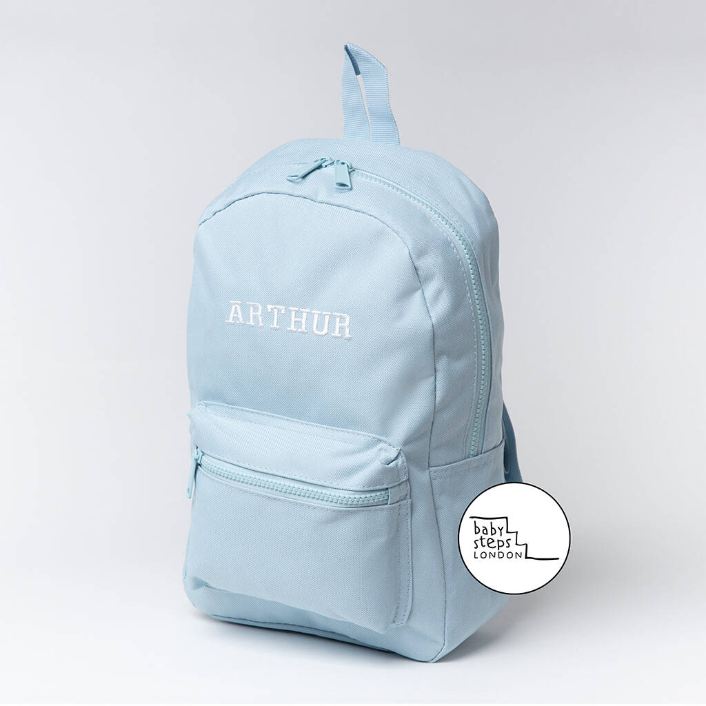 Blue Personalised Name/Initials Unisex Mini Backpack, 1 of 8