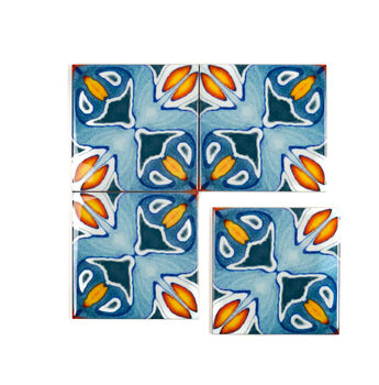 Alhambra Blue Orange Ceramic Tile Large Scale, 5 of 11