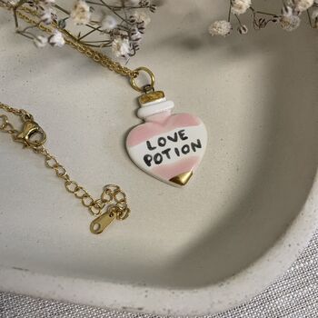 Baby Pink Ceramic Charm Love Potion Necklace, 6 of 6