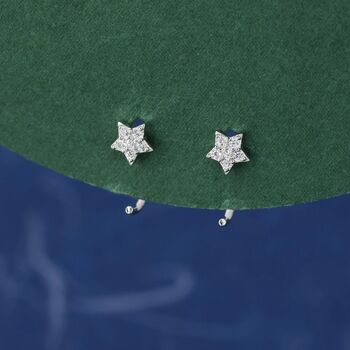 Star Huggie Hoop Earrings In Sterling Silver, 3 of 11
