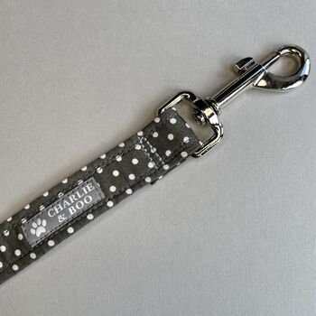 Grey Polka Dot Collar And Lead For Girl And Boy Dogs, 5 of 7
