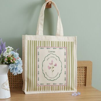 Personalised Birth Flower Tote Bag, 4 of 12