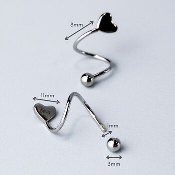 Sterling Silver Heart Spiral Screw Back Earrings, 3 of 7