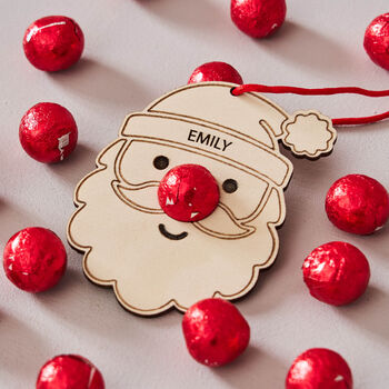 Personalised Chocolate Santa Christmas Place Setting And Bag Of Chocolate Noses, 4 of 4