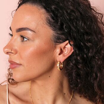 Scattered Crystal Stars Chunky Hoop Earrings In Gold, 2 of 4
