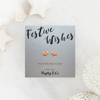 Christmas Sausage Dog Sterling Silver Earrings, 2 of 5