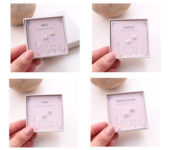 British Birth Flower Earrings Sterling Silver, 12 of 12