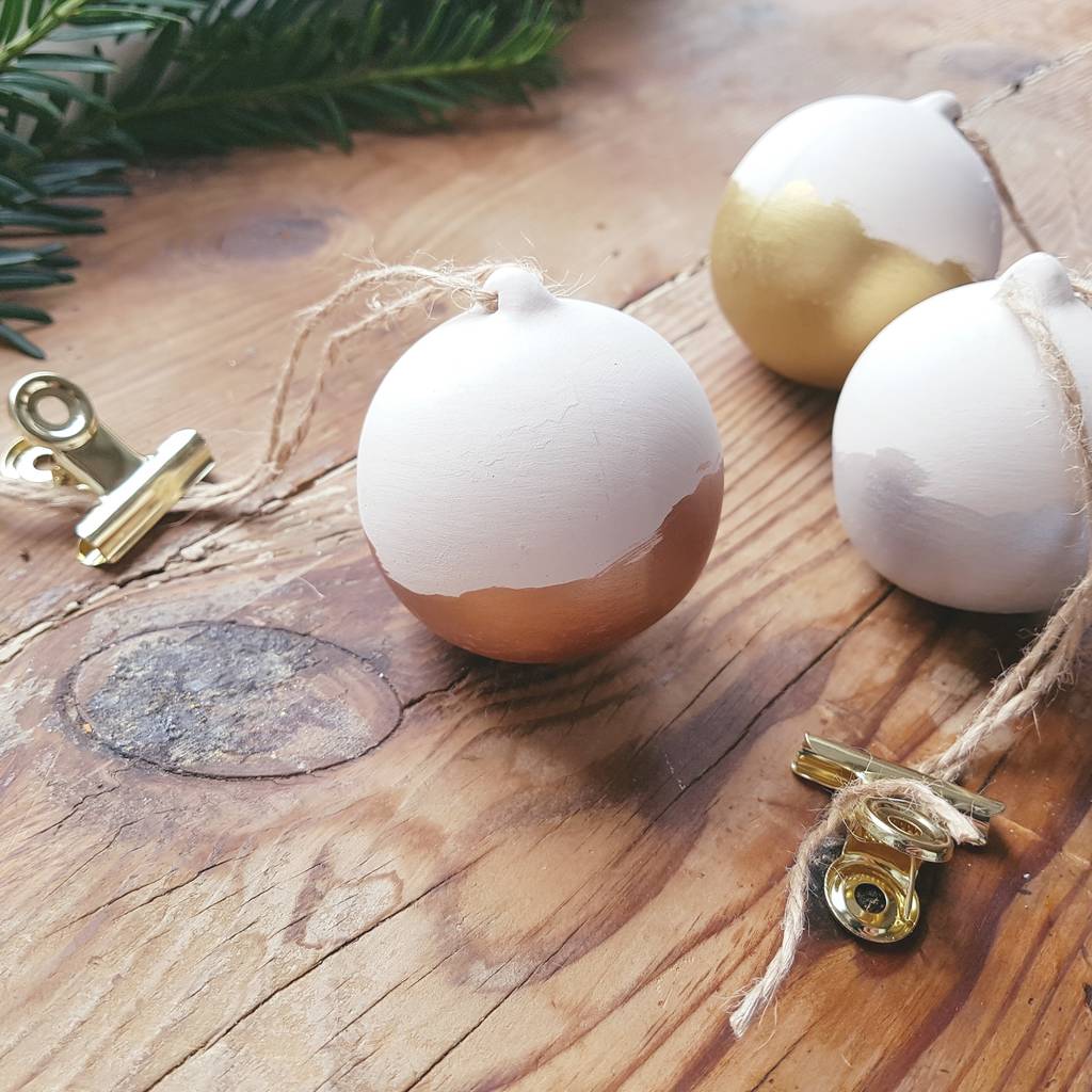 Set Of Three Hand Painted Ceramic Baubles By Creative and Contemporary