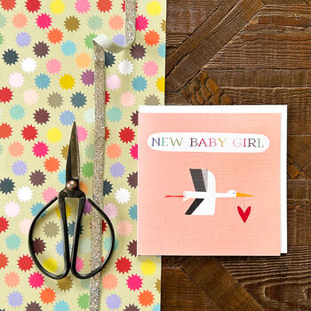 Pink Stork New Baby Girl Card, 5 of 5
