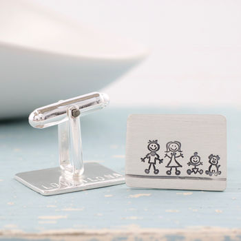 Personalised Cufflinks. Family Portrait Gift For Dad, 11 of 12