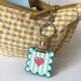 Personalised Teal Wavey Frame Keychain And Bag Charm, thumbnail 4 of 4