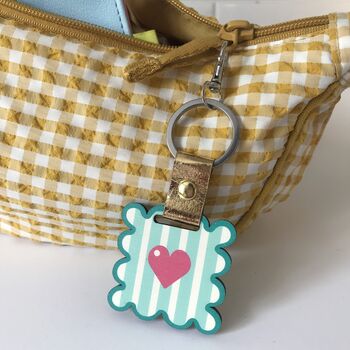 Personalised Teal Wavey Frame Keychain And Bag Charm, 4 of 4