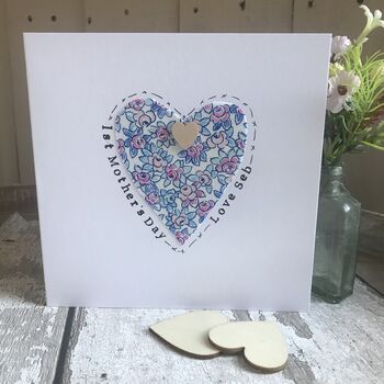 Personalised 1st Mother's Day Fabric Heart Card, 4 of 4