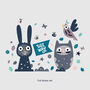 Owl And Rabbit Restickable Forest Wall Stickers, thumbnail 6 of 7