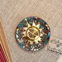 Smiling Gold Sun Incense Stick Holder Ash Catcher, thumbnail 5 of 12