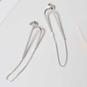 Sterling Silver Arch Chain Studs, 3 of 5