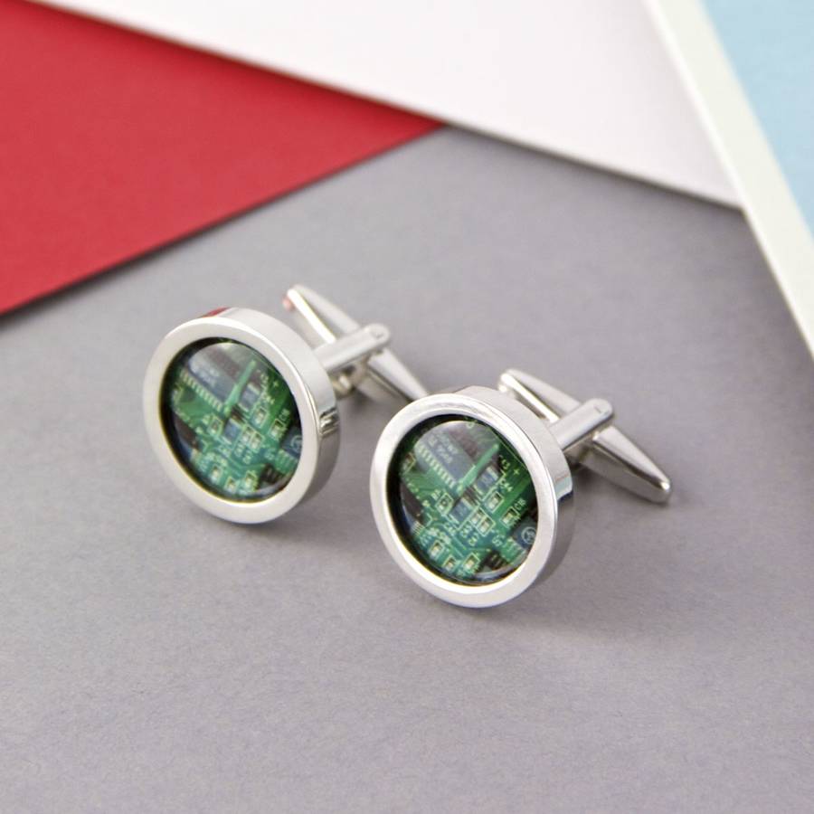 Image of Round Circuit Board Cufflinks