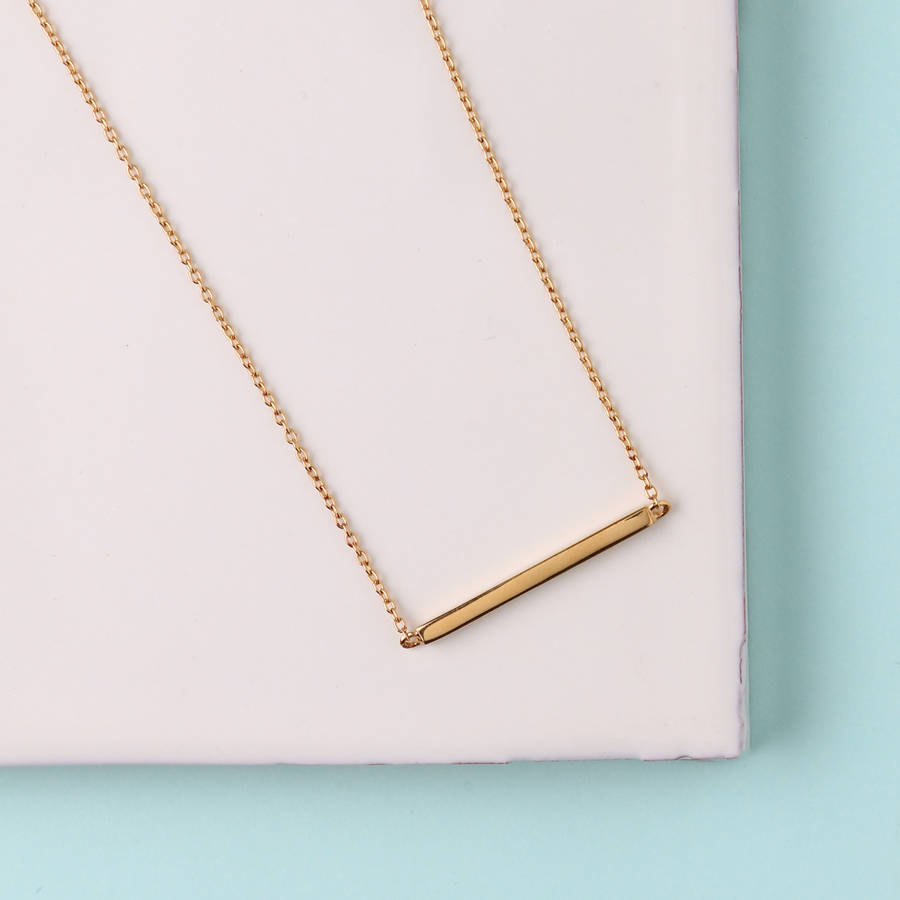 Gold Plated Simple Bar Necklace By ORELIA FINE