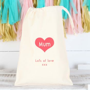 Personalised Love Heart Valentines Cotton Bags, 5 of 5