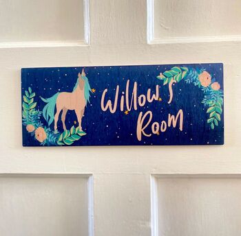 Personalised Unicorn Kids Room Sign, 2 of 3