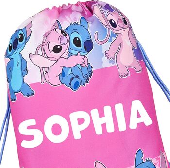 Disney Lilo And Stitch Drawstring Bag Personalised Girls, 4 of 6