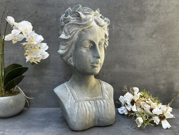 38cm Grey Female Bust Statue Elegant Lady Head Decor, 2 of 12