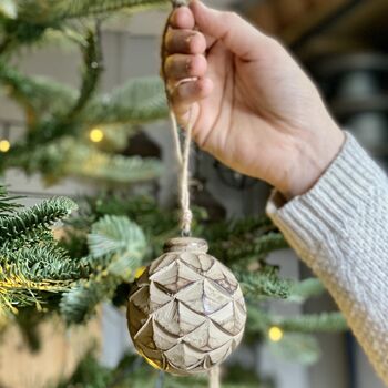 Wooden Scalloped Bauble Set, 6 of 7