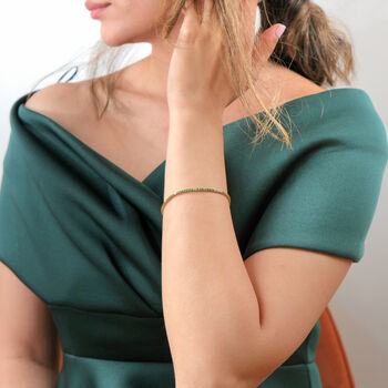 Emerald Gemstone Gold Vermeil Plated Tennis Bracelet, 3 of 9