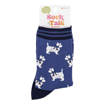West Highland Terrier Bamboo Dog Socks Women's Blue, 3 of 3