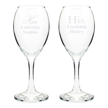 Personalised 'His Lordship & Her Ladyship' Glasses, 4 of 4