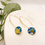 Blue Green And Gold Foil Circle Drop Earrings For Her, thumbnail 3 of 10
