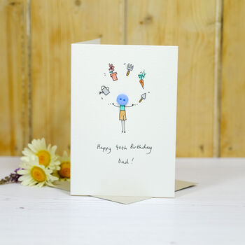 Personalised Handmade Button Gardener Birthday Card, 4 of 6