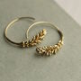 Small Gold Botanical Hoop Earrings, thumbnail 2 of 6