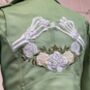 Skeleton Pinky Promise Sage Green Biker Jacket, thumbnail 5 of 11
