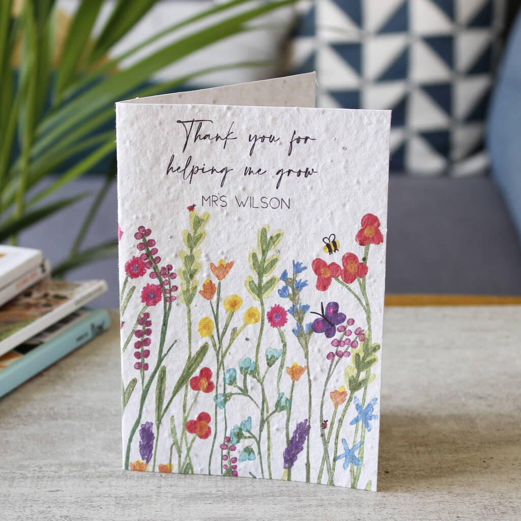 Thank You Personalised Teacher Plantable Card, 1 of 4