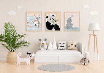 Scandi Set Of Three Nursery Decor Art Print Tiger Panda, 6 of 6