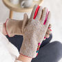 Wool Check Touchscreen Compatible Gloves Cream Or Light Grey, thumbnail 4 of 6