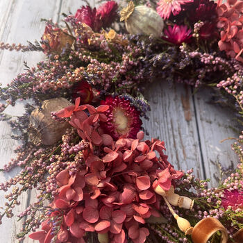 Autumnal Dried Flower Heather And Poppy Wreath, 6 of 7