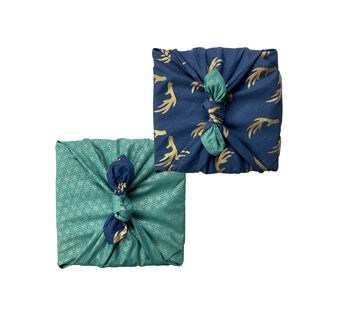 Jade And Midnight Reversible Fabric Gift Wrap Furoshiki, 2 of 7