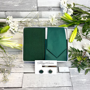 Hunter Green Wedding Tie Set, 10 of 12